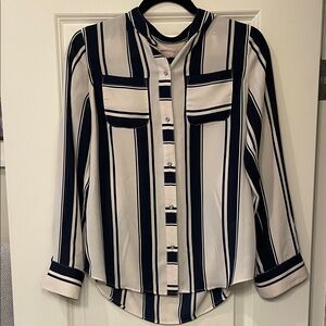 Banana Republic Navy and CreamWhite Striped Button-Down Shirt